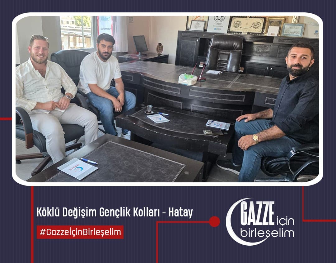 Köklü Değişim olarak “Gazze İçin Birleşelim” çağrısı ile başlattığımız ziyaretler kapsamında Hatay Gençlik Kolları olarak Cansuyu Yardımlaşma ve Dayanışma Derneği'ne bir ziyaret gerçekleştirdik.