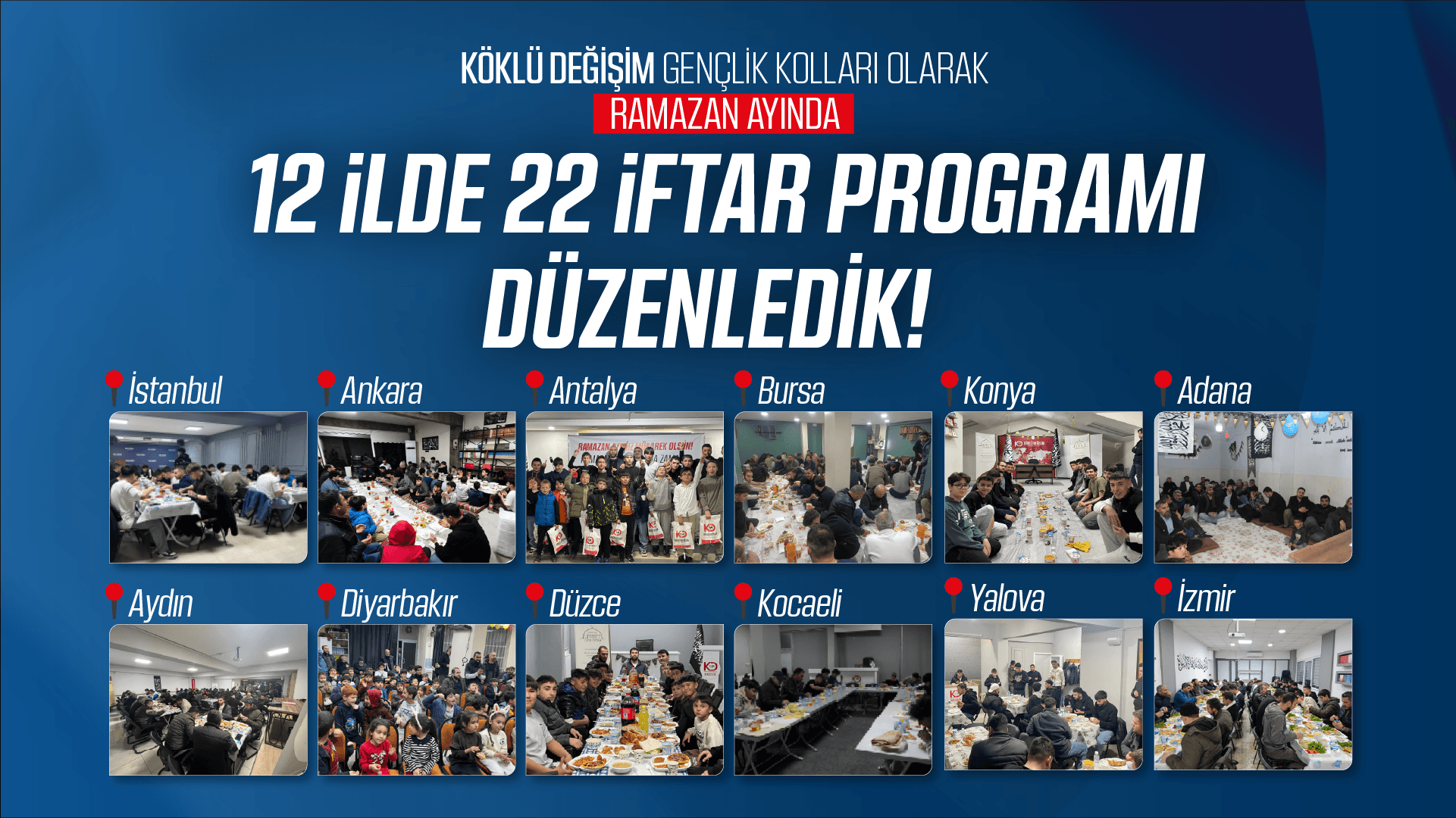 Köklü Değişim Gençlik Kolları olarak "12 İlde 22 İftar Programı" düzenledik!